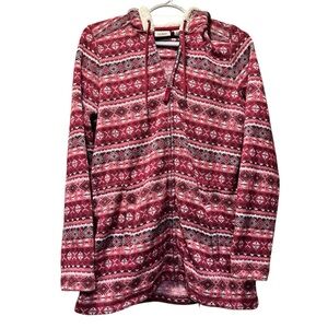 L.L. Bean Red and White Patterned Sweater/Coat